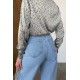 Wide leg jeans with slit at knee