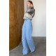 Wide leg jeans with slit at knee