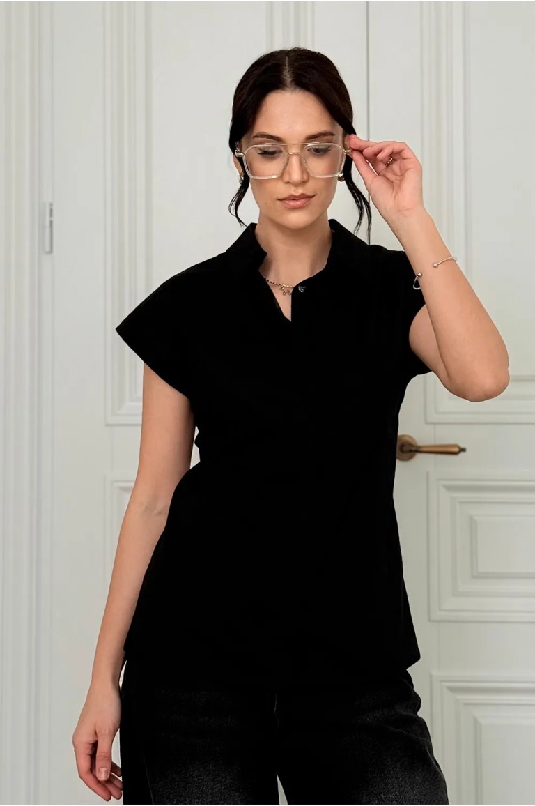 Чорна котонова блуза